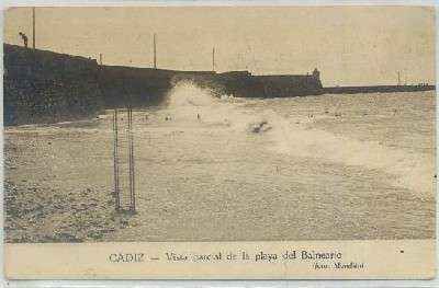 POSTAL ANTIGUA DE CADIZ. VISTA PARCIAL DE LA PLAYA DE LA CALETA