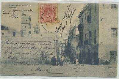 POSTAL ANTIGUA DE CADIZ. BARRIO DE LA VIÑA
