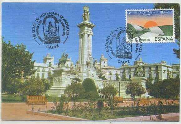 POSTAL DE CADIZ. MONUMENTO A LAS CORTES DE 1812