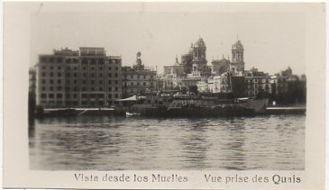 POSTAL DE CADIZ. VISTA DESDE LOS MUELLES. FORMATO PEQUEÑO 9,5X5,5 CM.