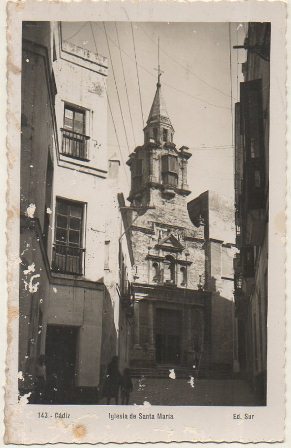 POSTAL DE CADIZ. IGLESIA SANTA MARIA