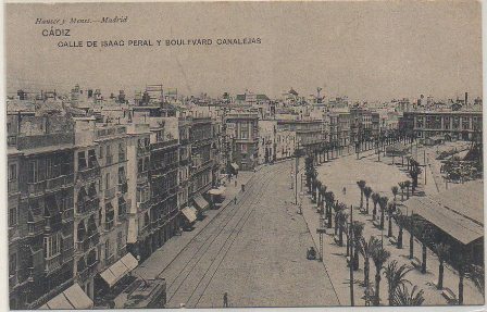 POSTAL ANTIGUA DE CADIZ. CALLE ISAAC PERAL Y BOULEVARD DE CANALEJAS