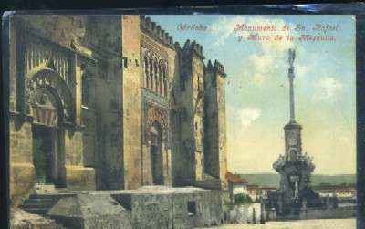 POSTAL ANTIGUA DE CORDOBA - MONUMENTO DE SAN RAFAEL Y MURO DE LA MEZQUITA
