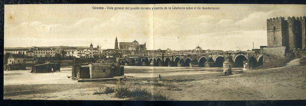 POSTAL ANTIGUA DE CORDOBA - VISTA GENERAL DEL PUENTE ROMANO Y CASTILLO DE LA CALAHORRA