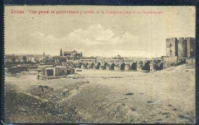 POSTAL ANTIGUA DE CORDOBA - VISTA GENERAL DEL PUENTE ROMANO Y CASTILLO DE LA CALAHORRA