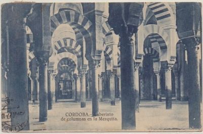 POSTAL DE CORDOBA. LABERINTO DE COLUMNAS EN LA MEZQUITA.