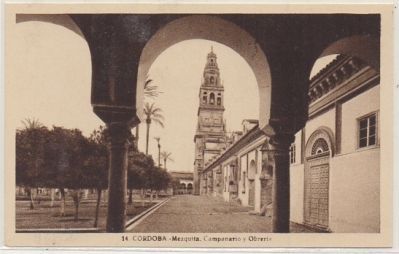 POSTAL DE CORDOBA. MEZQUITA. CAMPANARIO Y OBRERIA.