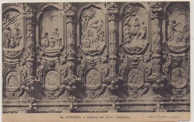 POSTAL ANTIGUA DE CORDOBA. SILLERIA DEL CORO. DETALLES