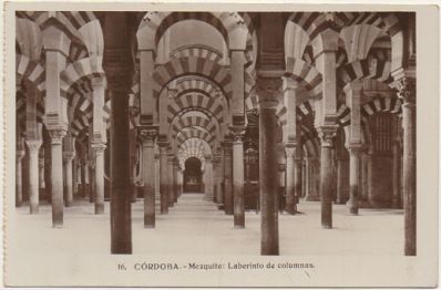 POSTAL DE CORDOBA. MEZQUITA. LABERINTO DE COLUMNAS