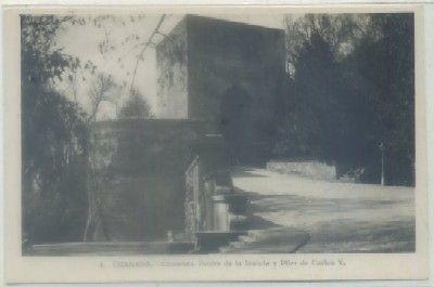 POSTAL DE GRANADA. ALHAMBRA. PUERTA DE LA JUSTICIA Y PILAR DE CARLOS V