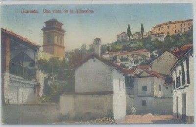 POSTAL ANTIGUA DE GRANADA. UNA VISTA DE LA ALHAMBRA
