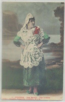 POSTAL ANTIGUA DE GRANADA. UNA MANOLA. TIPO ANDALUZ Nº 4