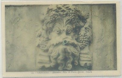 POSTAL DE GRANADA. ALHAMBRA. PILAR DE CARLOS V. DETALLE Nº 44
