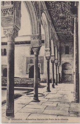 POSTAL ANTIGUA DE GRANADA. ALHAMBRA. GALERIA DEL PATIO DE LA ALBERCA Nº 24