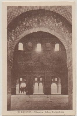 POSTAL ANTIGUA DE GRANADA. ALHAMBRA. SALA DE EMBAJADROES Nº 33