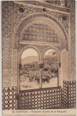 POSTAL ANTIGUA DE GRANADA. ALHAMBRA. AJIMEZ DE LA MEZQUITA