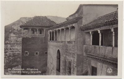 POSTAL ANTIGUA DE GRANADA. ALHAMBRA. PEINADOR DE LA REINA Y GENERALIFE