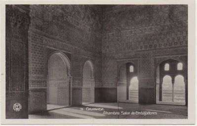 POSTAL ANTIGUA DE GRANADA. ALHAMBRA. SALON DE EMBAJADORES