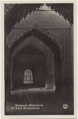 POSTAL ANTIGUA DE GRANADA. ALHAMBRA. SALA DE JUSTICIA Nº 30