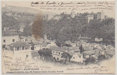 POSTAL ANTIGUA DE GRANADA. ALHAMBRA Y SIERRA NEVADA