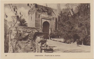 POSTAL ANTIGUA DE GRANADA. PUERTA DE LA JUSTICIA