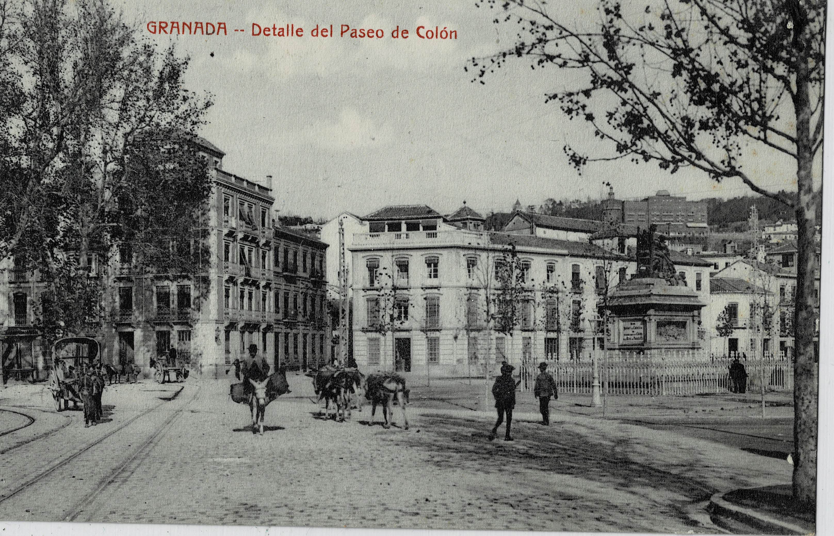 POSTAL ANTIGUA DE GRANADA. DETALLE DEL PASEO DE COLON