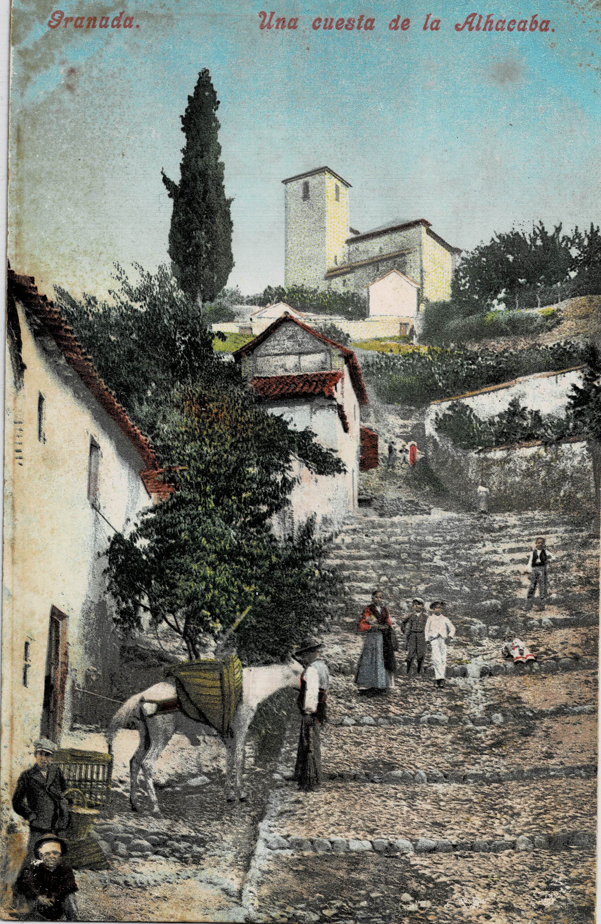 POSTAL ANTIGUA DE GRANADA. UNA CUESTA DE LA ALHACABA