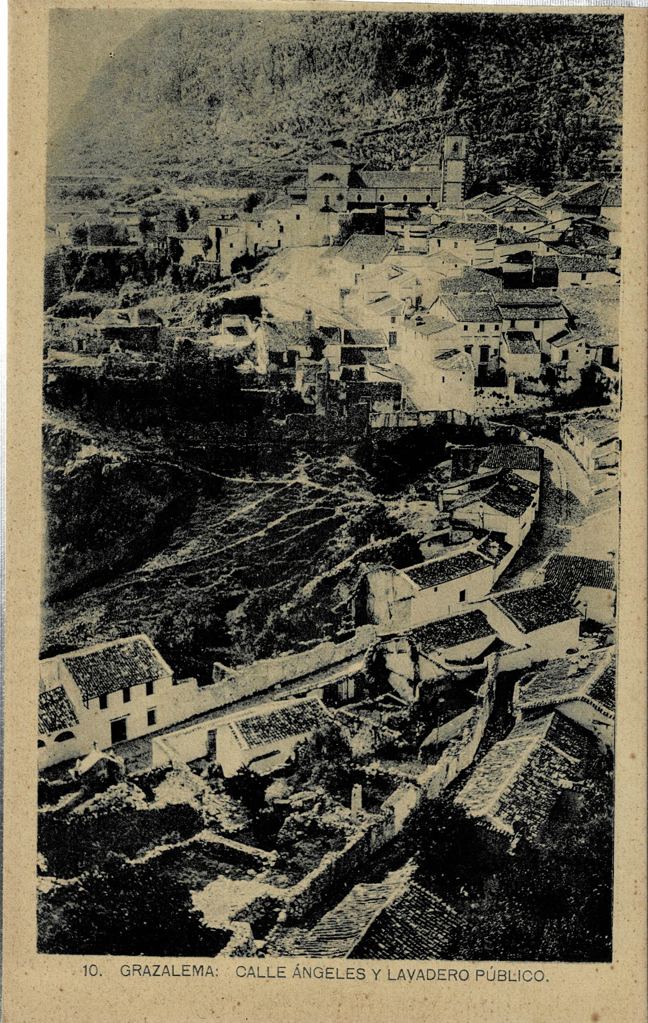 POSTAL ANTIGUA DE GRAZALEMA. CALLE ANGELES Y LAVADERO PUBLICO