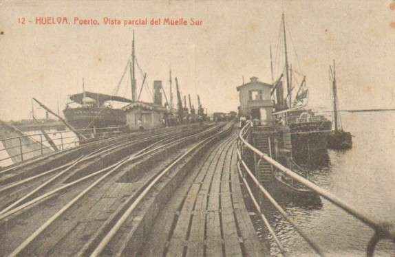 POSTAL ANTIGUA DE HUELVA. PUERTO. VISTA PARCIAL DEL MUELLE SUR.