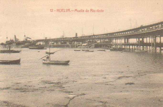 POSTAL ANTIGUA DE HUELVA. Nº 12. MUELLE DE RIO-TINTO