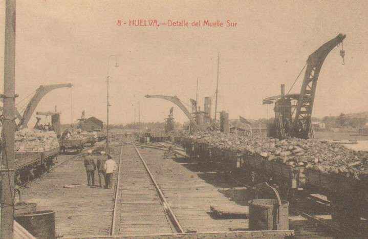 POSTAL ANTIGUA DE HUELVA. Nº 8. DETALLE DEL MUELLE SUR.