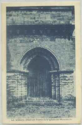 POSTAL ANTIGUA DE HUELVA. LA RABIDA. PUERTA DE LA IGLESIA DEL MONASTERIO