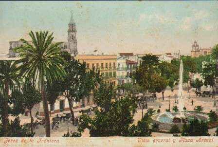POSTAL ANTIGUA DE JEREZ DE LA FRONTERA. VISTA GENERAL Y PLAZA ARENAL