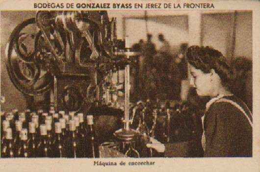 POSTAL ANTIGUA DE JEREZ DE LA FRONTERA. GONZALEZ BYASS. MAQUINAS DE ENCORCHAR.