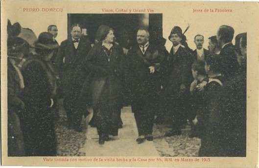 POSTAL DE JEREZ DE LA FRONTERA. BODEGA DOMECQ. VISITA A LA CASA DE SS.MM. EN MARZO DE 1915