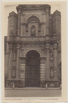 POSTAL ANTIGUA DE JEREZ. FACHADA DE LA PARROQUIA DE S. MIGUEL Nº 17