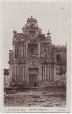 POSTAL ANTIGUA DE JEREZ. LA CARTUJA DE JEREZ. ENTRADA A LA IGLESIA