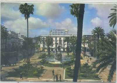 POSTAL DE JEREZ. PLAZA DE LOS REYES CATOLICOS. PUBLICIDAD DE PEDRO DOMECQ