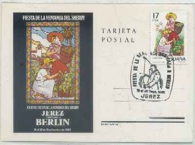 POSTAL DE JEREZ. FIESTA DE LA VENDIMIA DEL SHERRY XXXVlll 1985