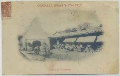 POSTAL ANTIGUA DE JEREZ. GONZALEZ BYASS. TALLER DE TONELERIA