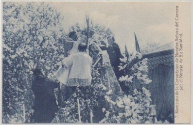 POSTAL ANTIGUA DE JEREZ. MOMENTO DE LA CORONACION DE NTRA. SRA. DEL CARMEN. AÑO 1925