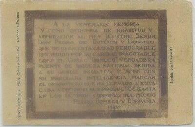 POSTAL ANTIGUA DE JEREZ. PEDRO DOMEC. LAPIDA CONMEMORATIVA