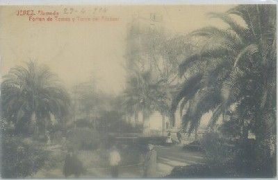 POSTAL ANTIGUA DE JEREZ. ALAMEDA FORTUN DE TORRES Y TORRE DEL ALCAZAR