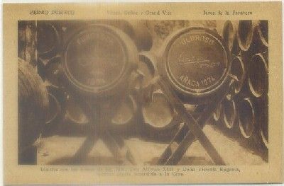 POSTAL ANTIGUA DE JEREZ. PEDRO DOMECQ. TONELES CON LA FIRMA DE SS.MM. D. ALFOSO Xlll