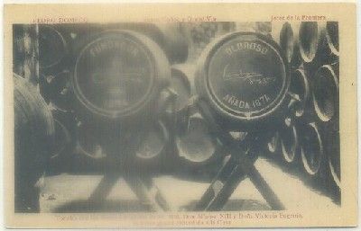 POSTAL ANTIGUA DE JEREZ. PEDRO DOMECQ. TONELES CON LA FIRMA DE SS.MM. D. ALFOSO Xlll