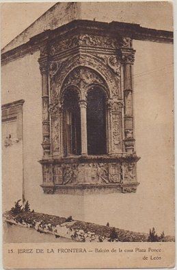POSTAL ANTIGUA DE JEREZ. BALCON DE LA CASA PLAZA PONCE DE LEON