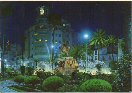 POSTAL  DE JEREZ DE LA FRONTERA. MONUMENTO AL GENERAL PRIMO DE RIVERA. NOCTURNA