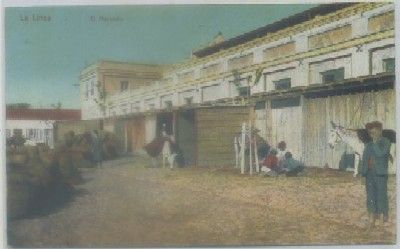 POSTAL ANTIGUA DE LA LINEA DE LA CONCEPCION. CADIZ. EL MERCADO
