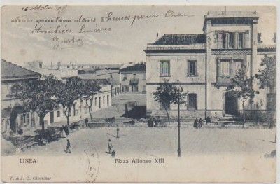 POSTAL ANTIGUA DE LA LINEA DE LA CONCEPCION. PLAZA DE ALFONSO Xlll