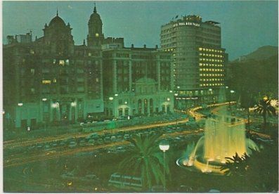 POSTAL DE MALAGA. PZA. DE QUEIPO DE LLANO Y HOTEL MALAGA PALACIO Nº 1493